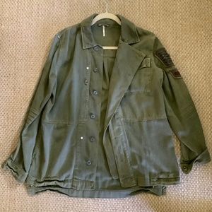 Free People Embellished Military Shirt Jacket